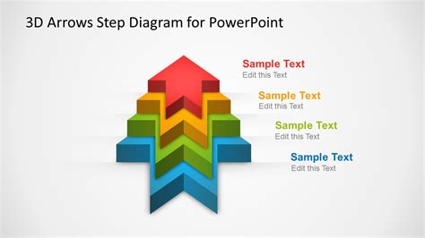 3D Arrows Stairs Diagram for PowerPoint with 4 Steps - SlideModel