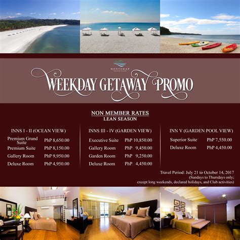 Promos & Discounts – Weekday | Montemar Beach Club