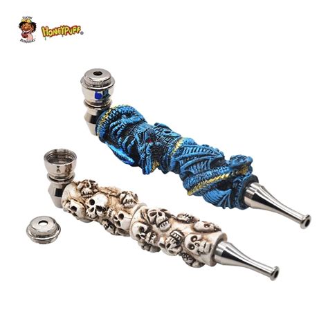 Aliexpress.com : Buy Ceramic Skull Zinc Alloy Metal Smoking Pipe 143MM ...