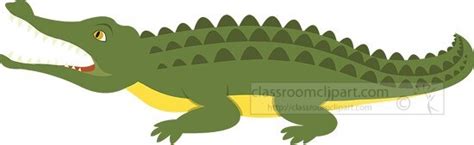 Alligator Clipart-green and yellow alligator with mouth open shows ...