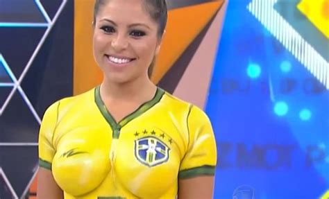 Brazil Football (Soccer) Body Paint Girl - Badchix Magazine