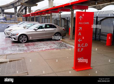 NEW YORK -6 MAR 2022- View of the Avis Preferred car rental section at the John F. Kennedy ...