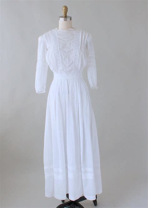 Edwardian 1910s Cotton and Lace Lawn Dress | Raleigh Vintage