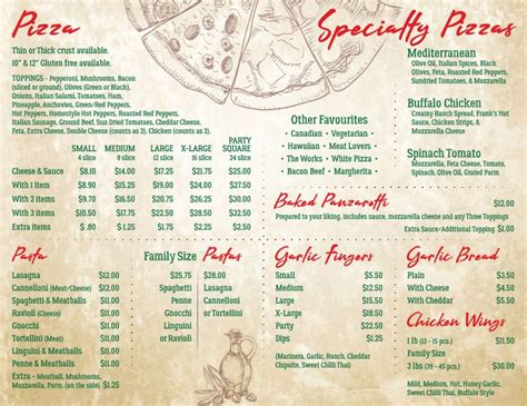 Menu – Roma Pizza