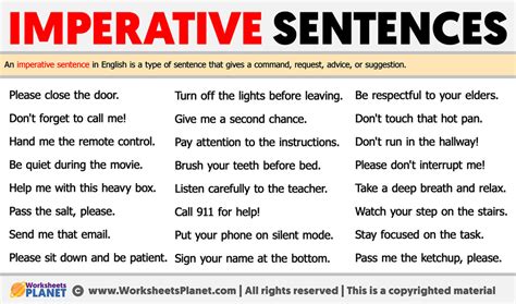 Imperative Sentences Examples