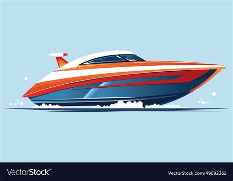 Speed boat flat design Royalty Free Vector Image