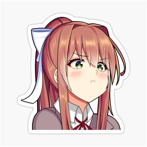 "Monika Cute Kawaii Anime Girl Pouting" Sticker for Sale by Kawaiifu69 | Redbubble