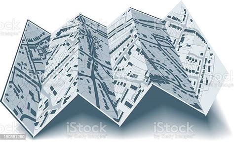 Folding Street Map Stock Illustration - Download Image Now - Folded, Map, Folding - iStock