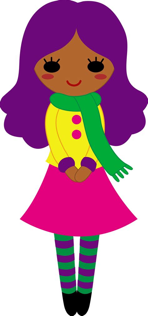 Cute Girl With Purple Hair - Free Clip Art