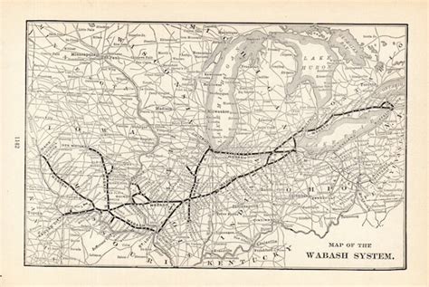 1914 Antique WABASH RAILROAD Map Vintage Wabash Railway Map | Etsy