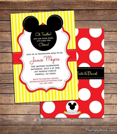 Mickey Mouse Baby Shower Invitation Printable Baby Boy or