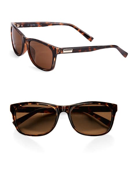 Lyst - Calvin klein 57mm Round Wayfarer Sunglasses in Brown for Men