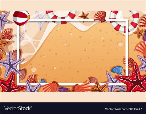 Border template with beach scene in background Vector Image