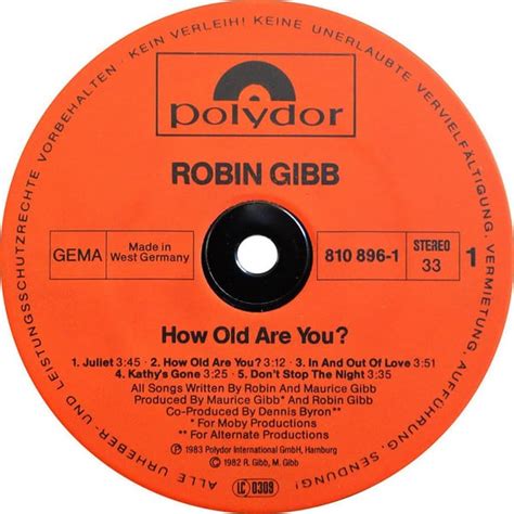 Robin Gibb - How Old Are You? - Vinyl Pussycat Records