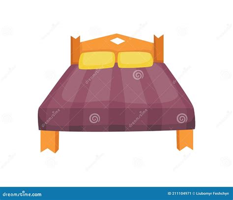 Dibujos Animados Cama. Ilustración Vectorial De Color Cama Con Almohada Y Cubierta. Icono De ...