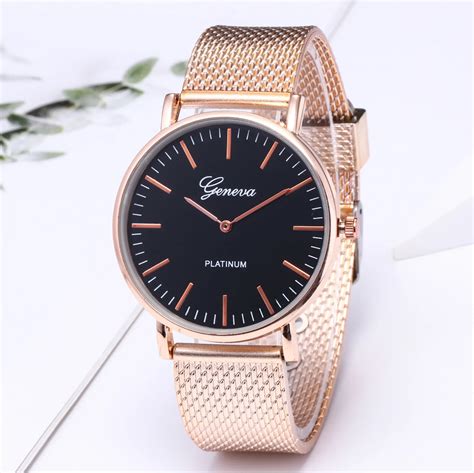 Hot Sales Fashion Geneva Brand Rose Gold Mesh Band Watch Women ladies ...