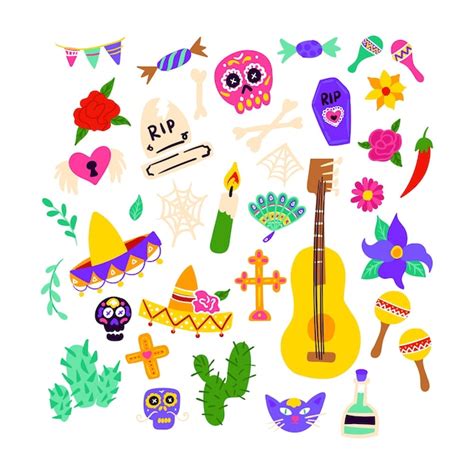 Premium Vector | Dia de los muertos objects. vector illustration of mexican holiday symbols. day ...