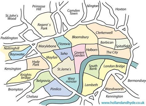 London neighborhood map - Neighborhood map of London (England)