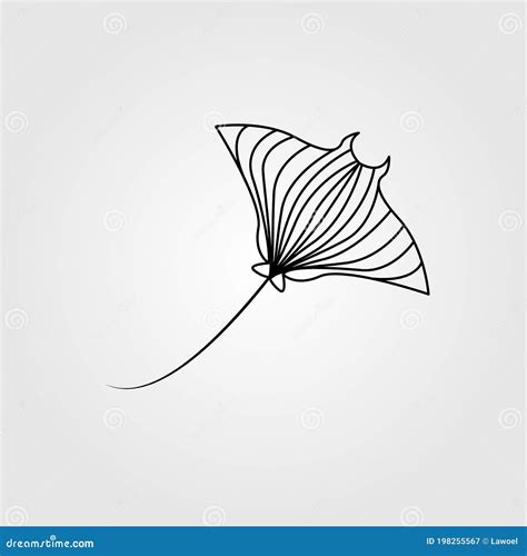 Line Art Stingray Vector Illustration Design, Line Art Manta ...