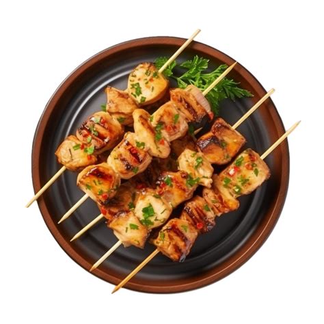 chicken skewers on a plate on a transparent background 27735610 PNG