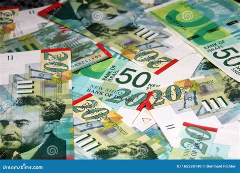 Israeli New Shekel Banknotes Arranged As a Background Stock Photo ...