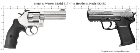 Smith & Wesson Model 617 4" vs Heckler & Koch HK45C size comparison ...