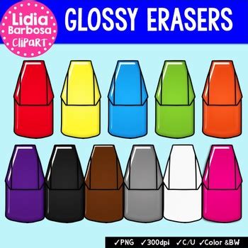 Glossy Pencil Top Erasers {Clip Art for Teachers} by Lidia Barbosa Clip Art