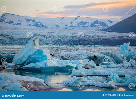 Icebergs in Jokulsarlon Glacier Lagoon. Vatnajokull National Park, Iceland Summer Stock Photo ...