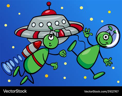 Aliens in space cartoon Royalty Free Vector Image