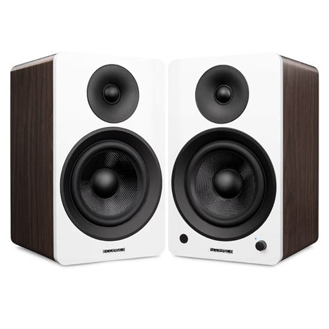 Fluance Ai60WW Active White Walnut Bookshelf Speakers | Fluance