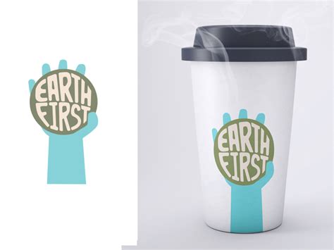 Earth First Logo and Cup Design (Hand Holding Version) by Richard Mullins on Dribbble