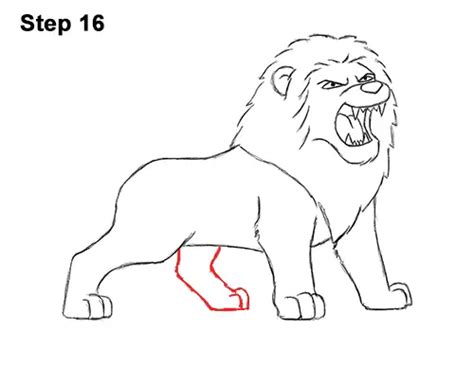 How to Draw a Lion Roaring (Cartoon)