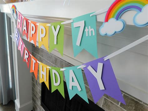 Rainbow Banner Happy Birthday Banner Rainbow Party - Etsy