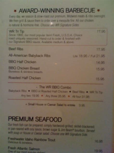 Menu at Wood Ranch BBQ & Grill, Ventura