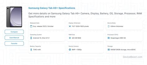 Samsung Galaxy Tab A9+ Tablet Specifications | DeviceBeast.com