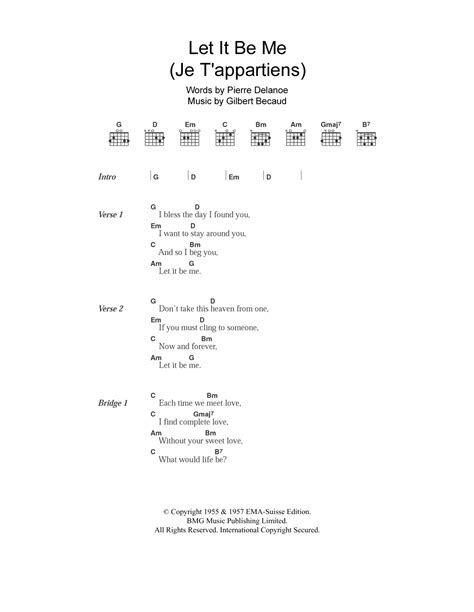 Let It Be Me (Je T'appartiens) by Elvis Presley - Guitar Chords/Lyrics ...