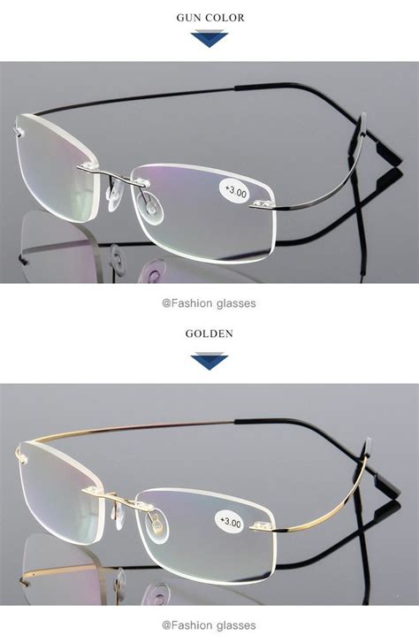 Aoubou Brand Unisex Stainless Steel Memory Frameless Reading Glasses Coating Lens Super-Elastic ...