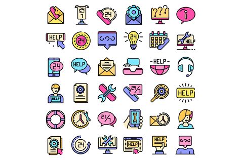 Service Center Icons Set Vector Flat Graphic by ylivdesign · Creative ...