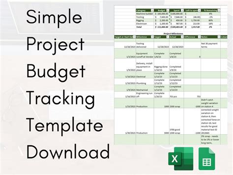 Project Budget Tracking Template Download - Etsy