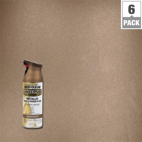 Rust-Oleum Universal 11 oz. All Surface Metallic Antique Brass Spray Paint and primer in 1 (6 ...