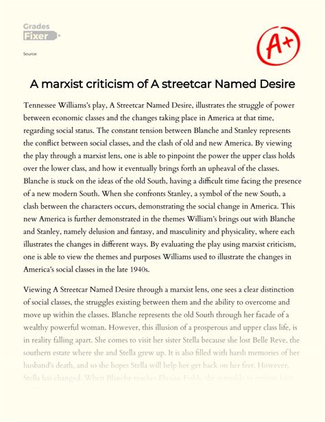 A marxist criticism of A streetcar Named Desire: [Essay Example], 1712 ...