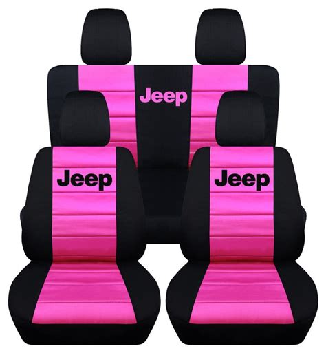 Front & Rear Black and Hot Pink Jeep Seat Covers 4Door Jeep Wrangler 2013-2016 | eBay | Pink ...