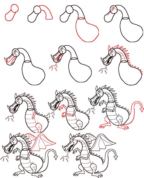 Drawing tutorial, Easy dragon drawings, Cartoon drawings