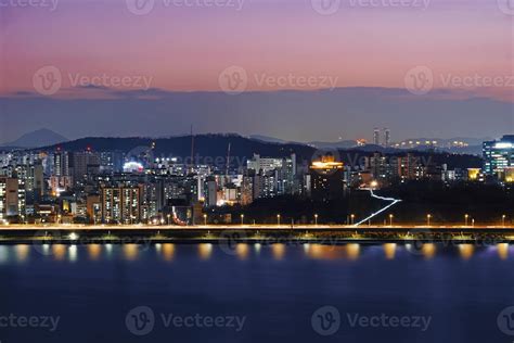 the night view of Seoul and the Han River 9667125 Stock Photo at Vecteezy