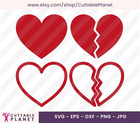 Heart Broken Heart Svg Dxf Eps Png Jpg Broken Heart Clip - Etsy