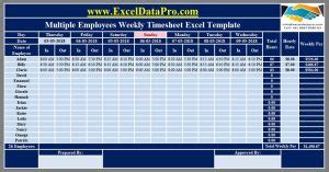 Download Weekly Timesheet Excel Template - ExcelDataPro