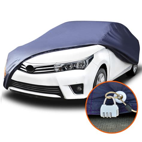 Waterproof Car Cover Universal Fit PEVA All Weather Scratch Resistant Protection W/Lock (Dark ...