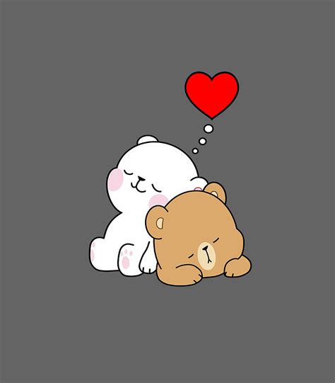 Cute Milk Mocha Bear Dream Lovers Love Hugs Kisses Valentine Digital Art by Samanx Enaam - Pixels