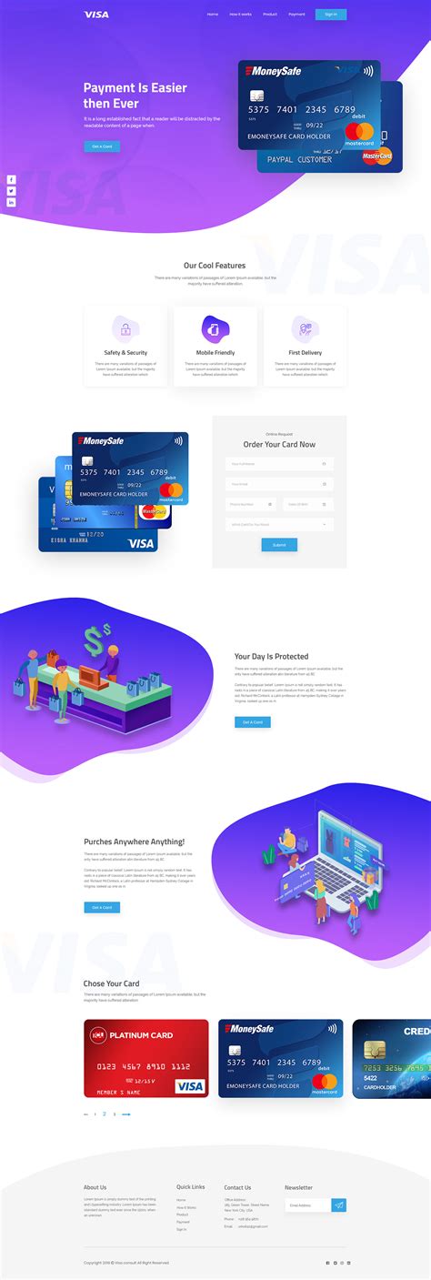 Card landing page on Behance