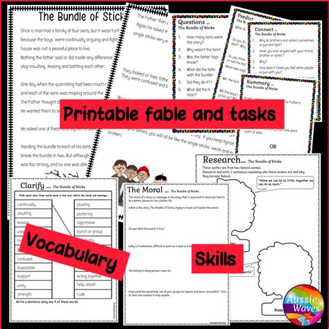 Reading Fable "A Bundle of Sticks" and Tasks - Australian Teachers ...